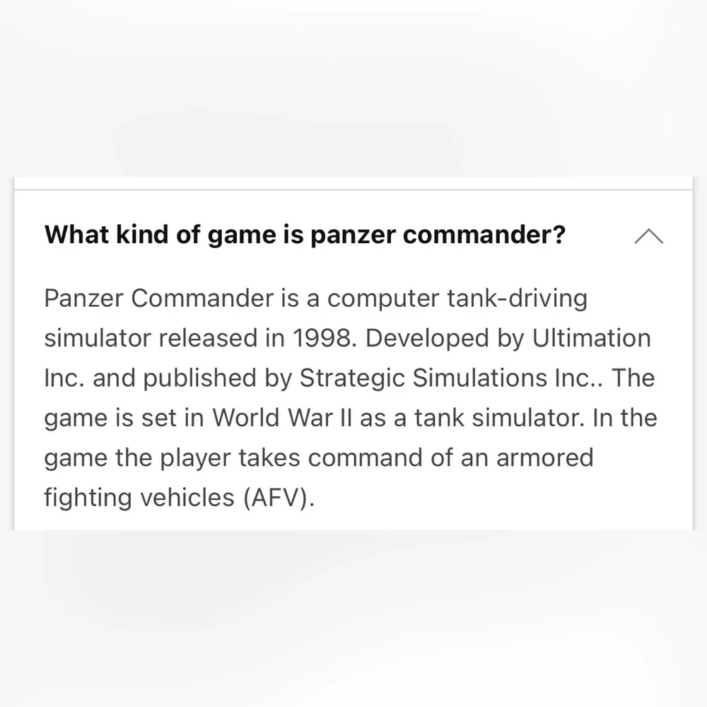 Vintage Panzer Commander WWII simulation PC game